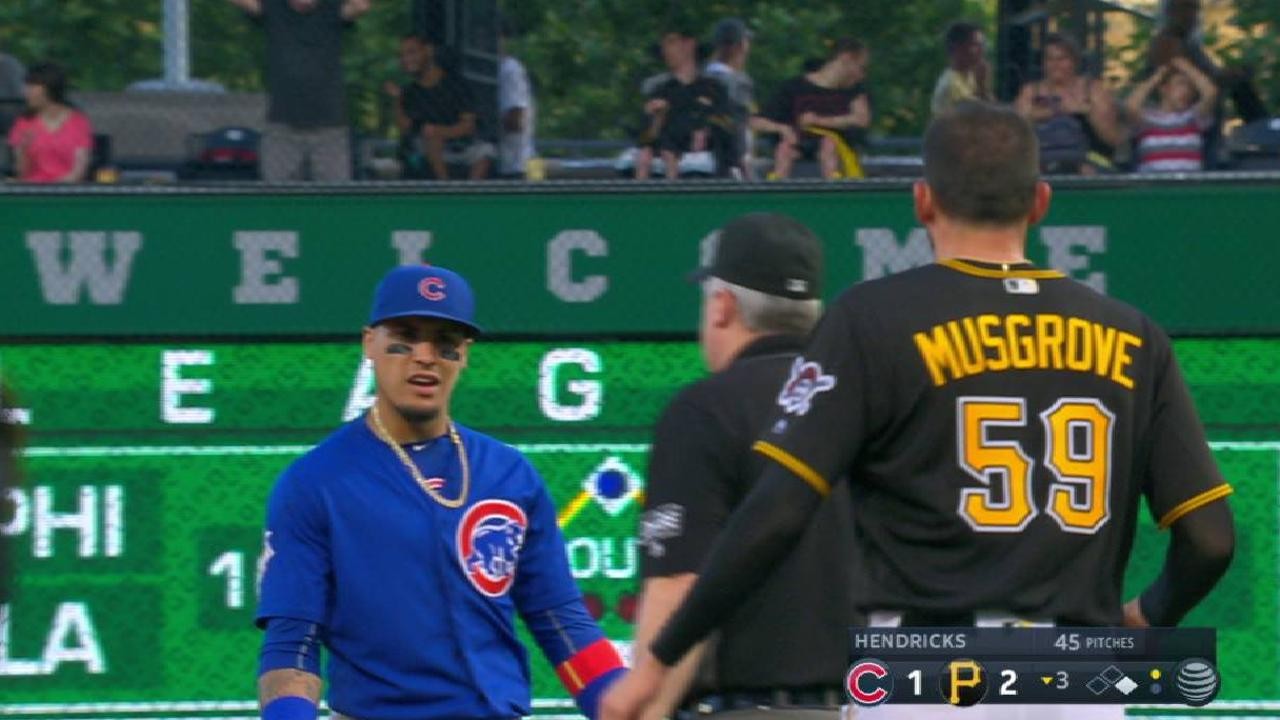 CubsBucs benches clear after hard slide at 2nd