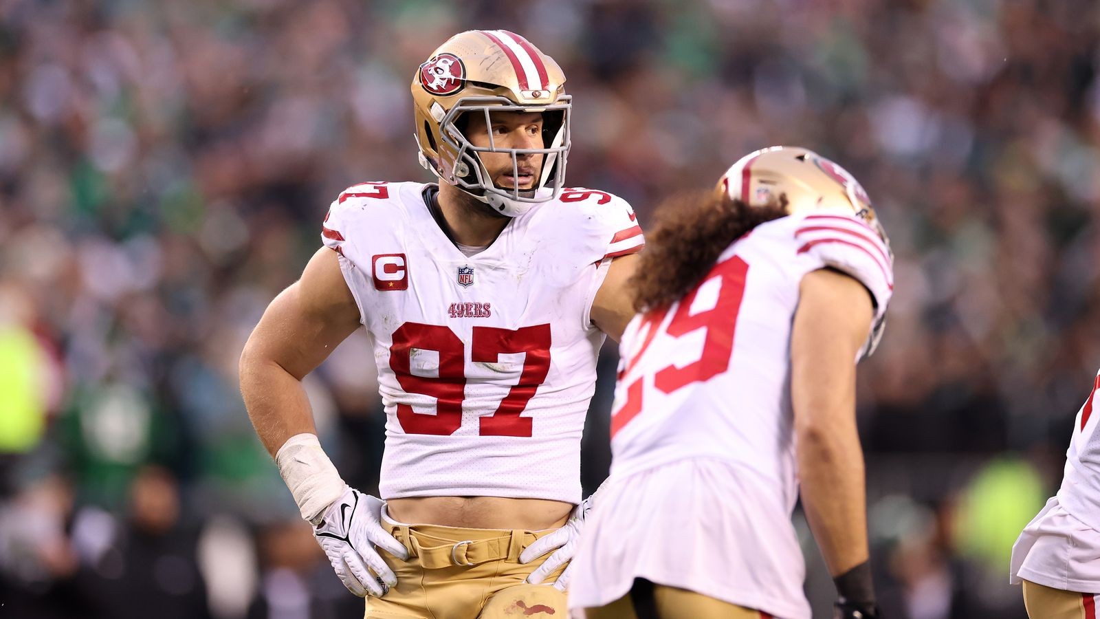 Lane Johnson gave some tips on blocking Nick Bosa