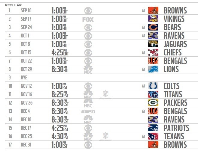 Steelers 2017 Schedule Includes Five Primetime Games