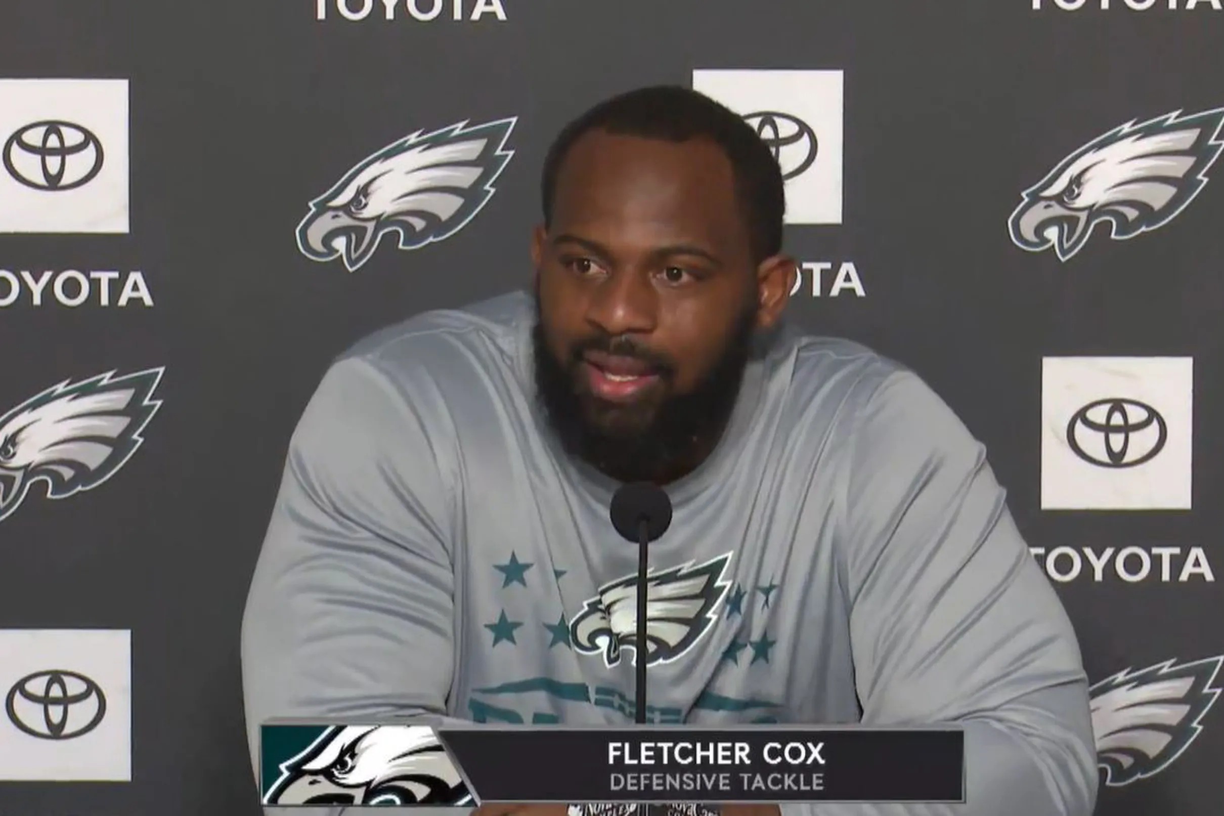 Fletcher Cox is happy to still be with the Eagles after all the trade