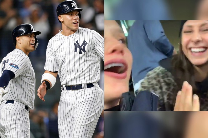 Talkin' Yanks w serwisie X: „Giancarlo Stanton and Aaron Judge were at the  New York City Marathon today supporting Judge's wife!   / X
