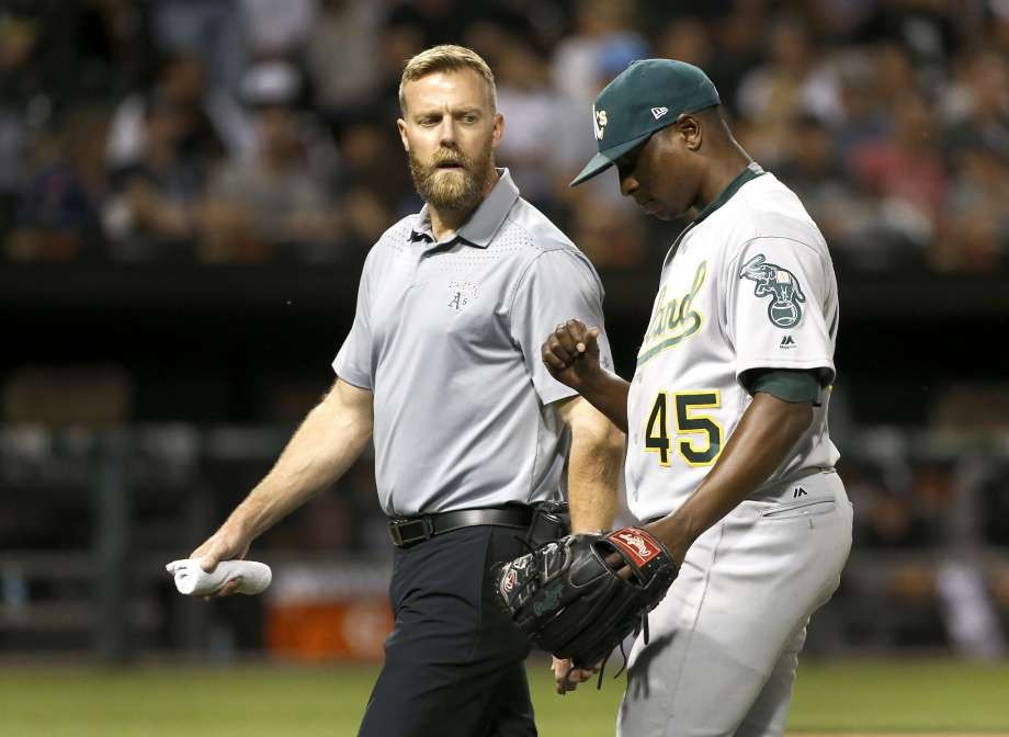 Jharel Cotton, Chad Pinder exit A’s game with injuries