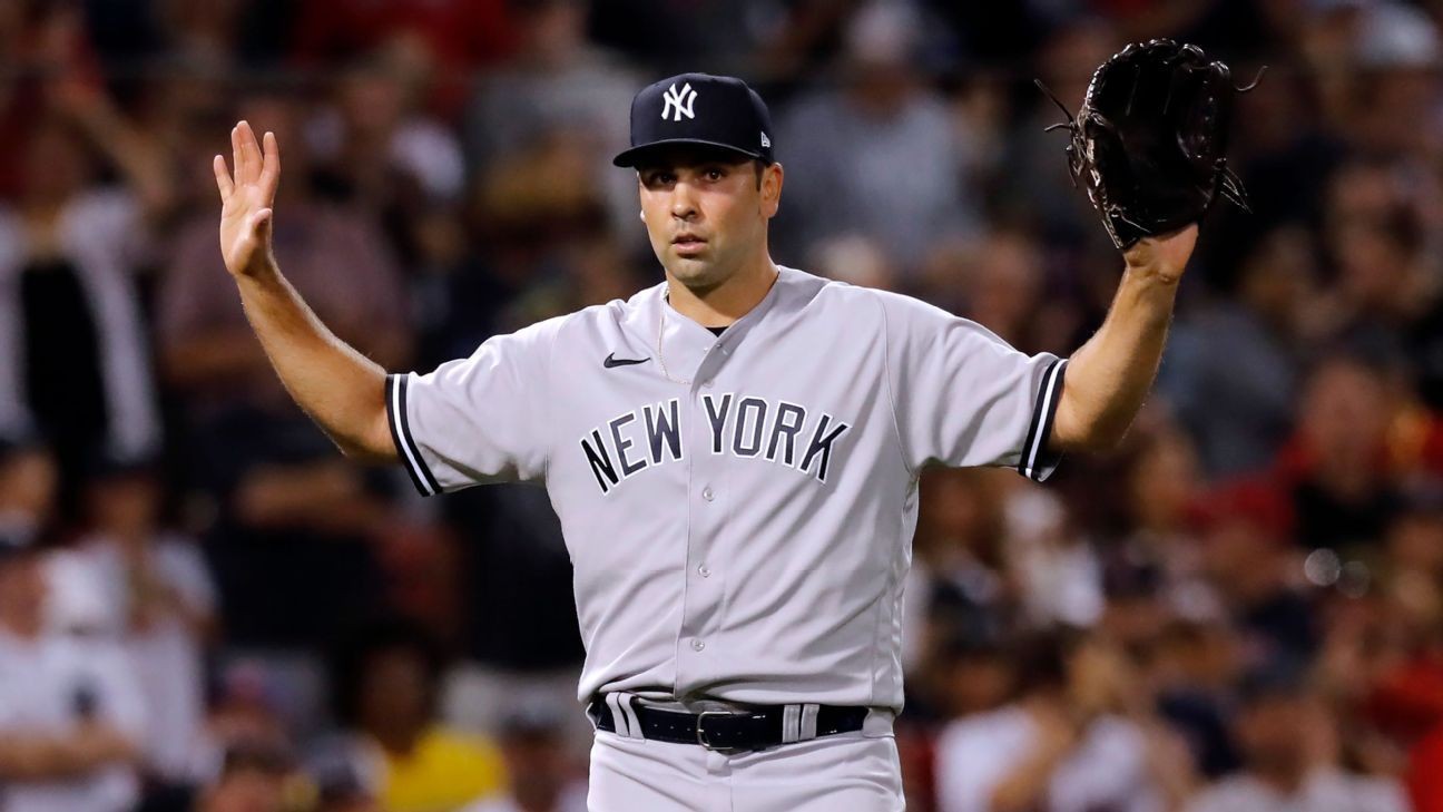 New York Yankees Reliever Lou Trivino Scrambles To Change After Warming ...