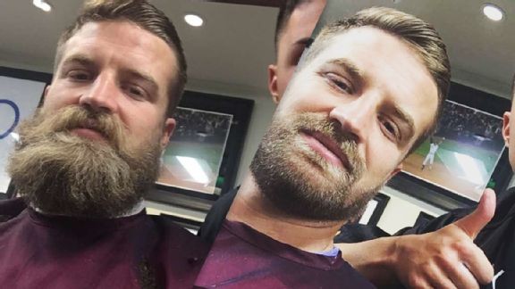 Jets QB Ryan Fitzpatrick throws pick, loses hair to rookie barber