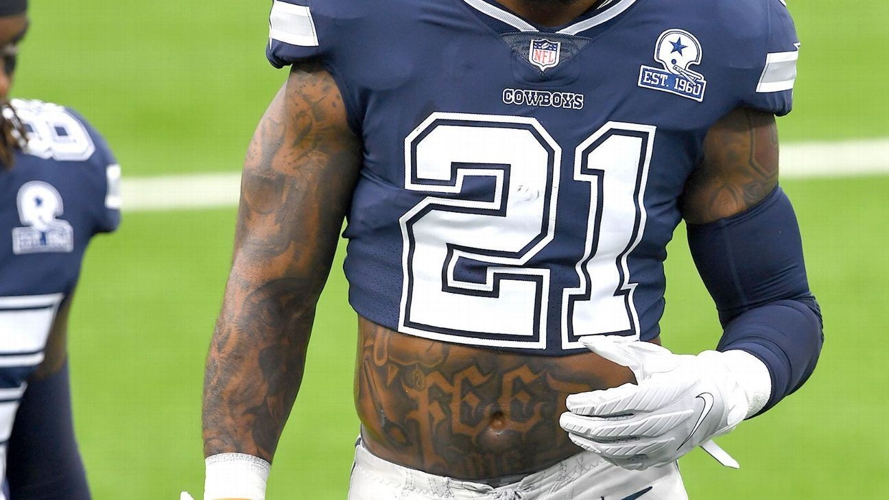 Dallas Cowboys RB Ezekiel Elliott shows off 'Feed Me' tattoo on stomach