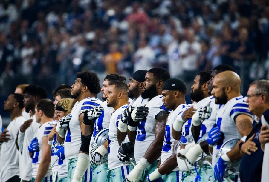 Dallas Cowboys Kneeled Prior to 'MNF' Game, Stood During the Anthem