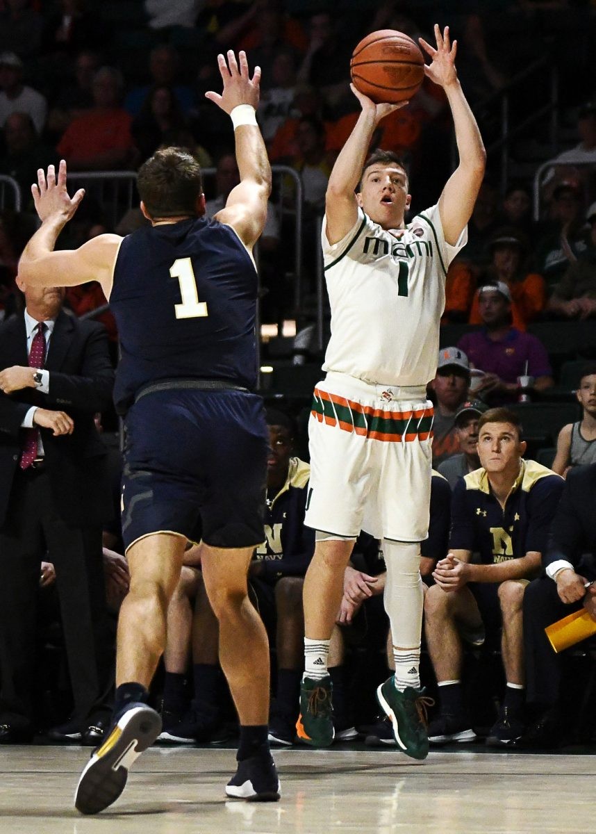 Five Hurricanes score in double figures, Miami defeats Navy 8955
