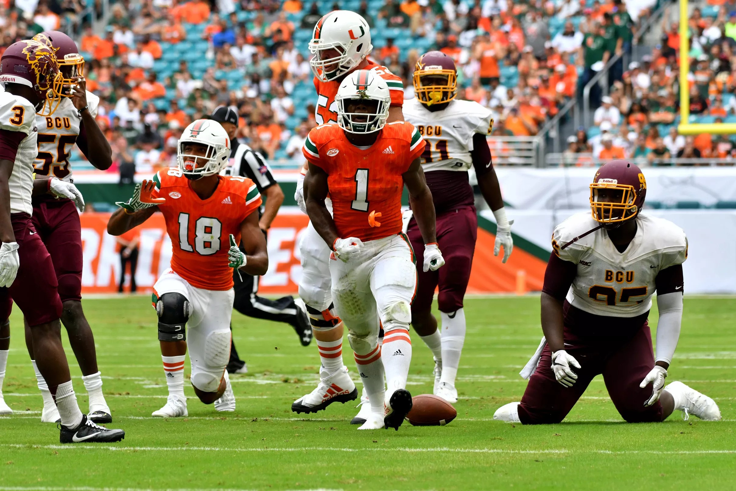 RECAP Miami Hurricanes beat Bethune Cookman 4113 in season opener