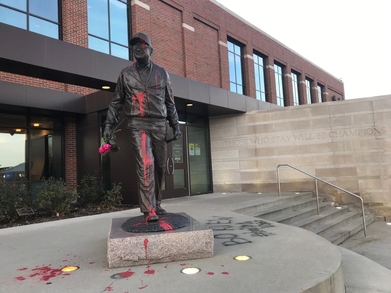 Bo Schembechler Statue Vandalized With Red Paint, Pro-Anderson Survivor ...