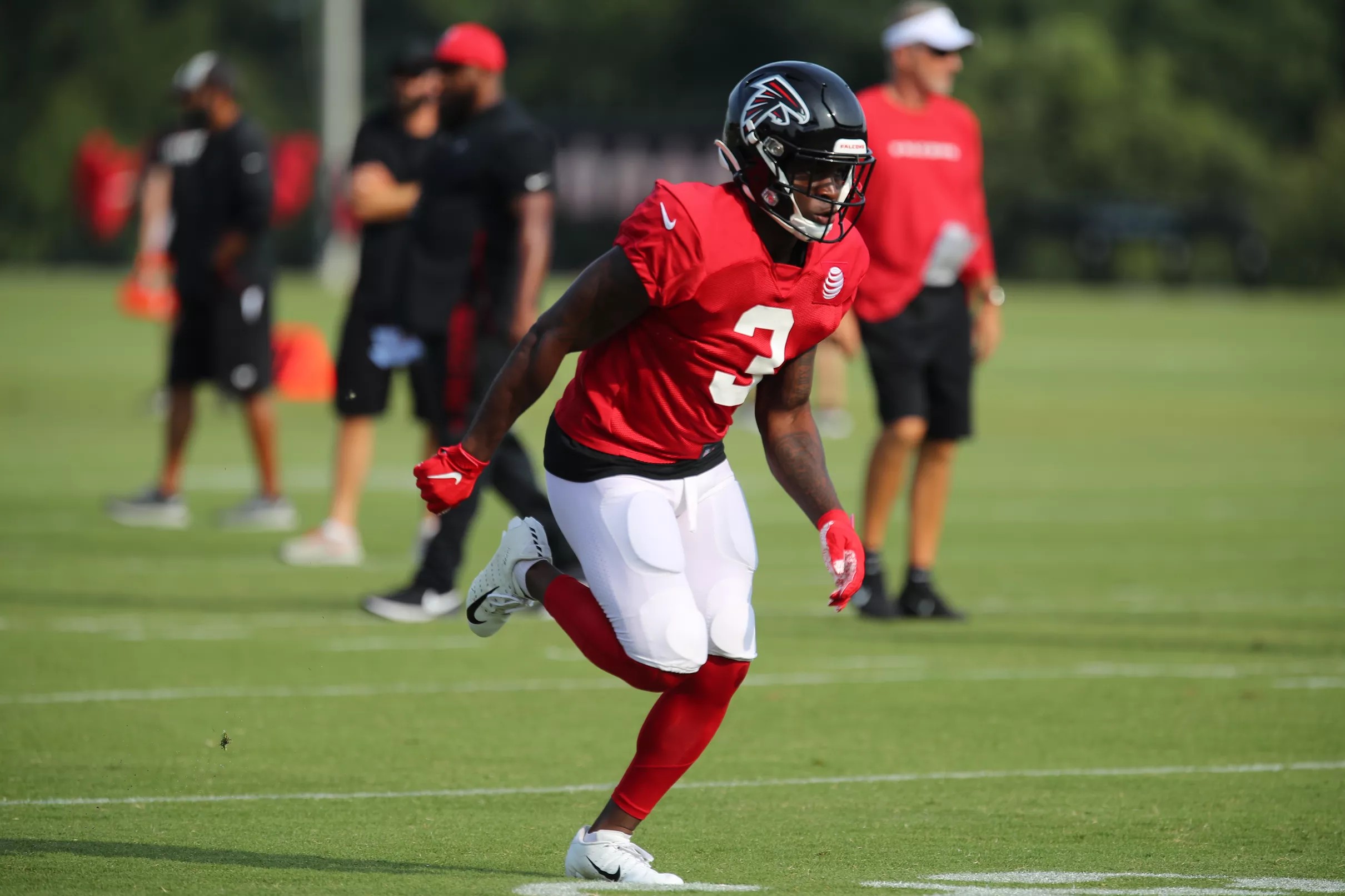 Marcus Green injury WR leaves Falcons Broncos game with hamstring