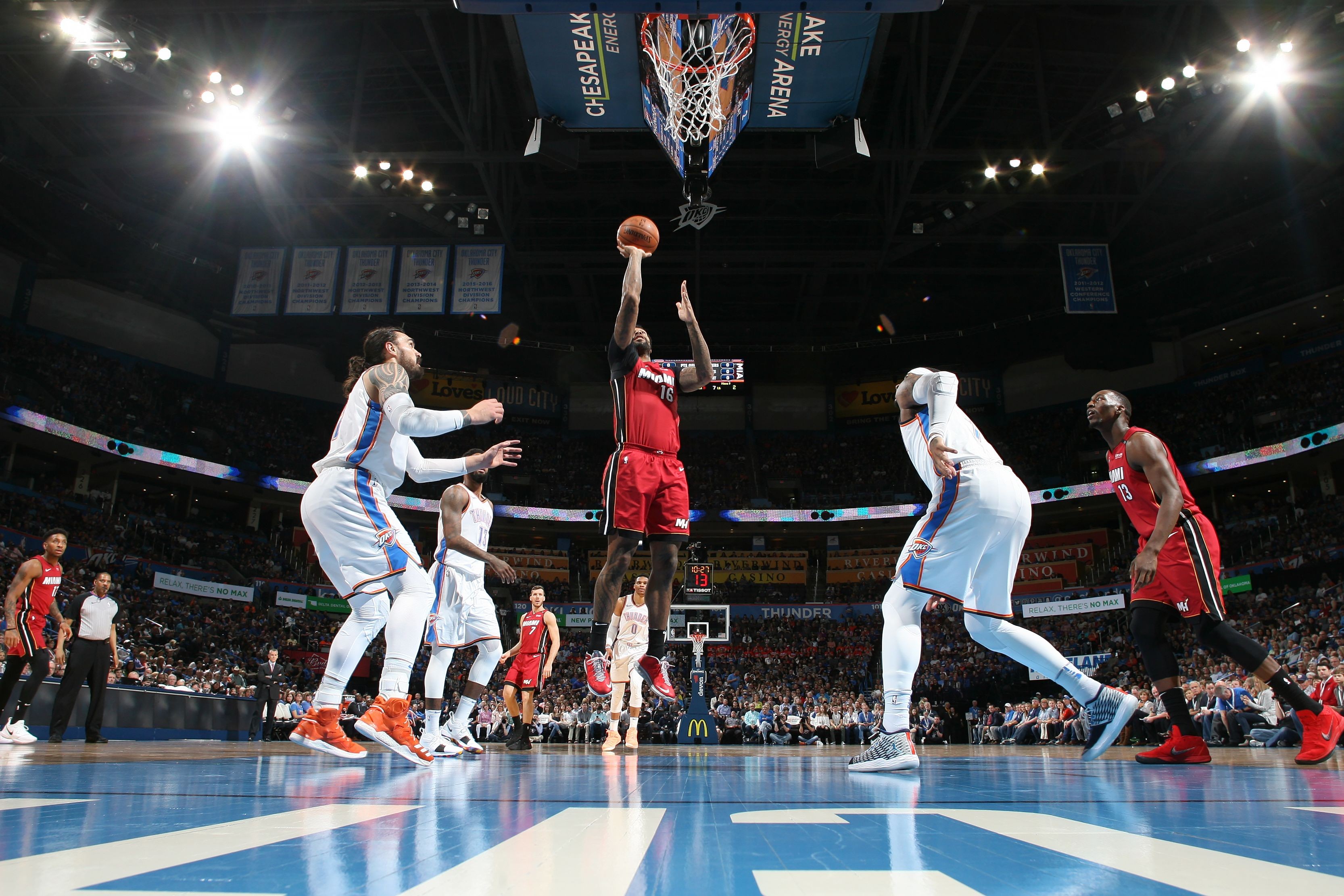 James Johnson�s 23 points not enough as Thunder edge Miami Heat