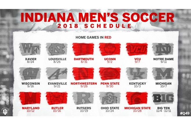 Indiana Men’s Soccer Announces 2018 Schedule