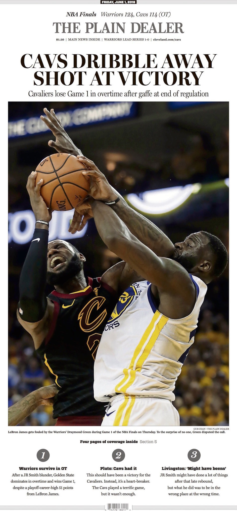 NBA Finals Game 1 front page