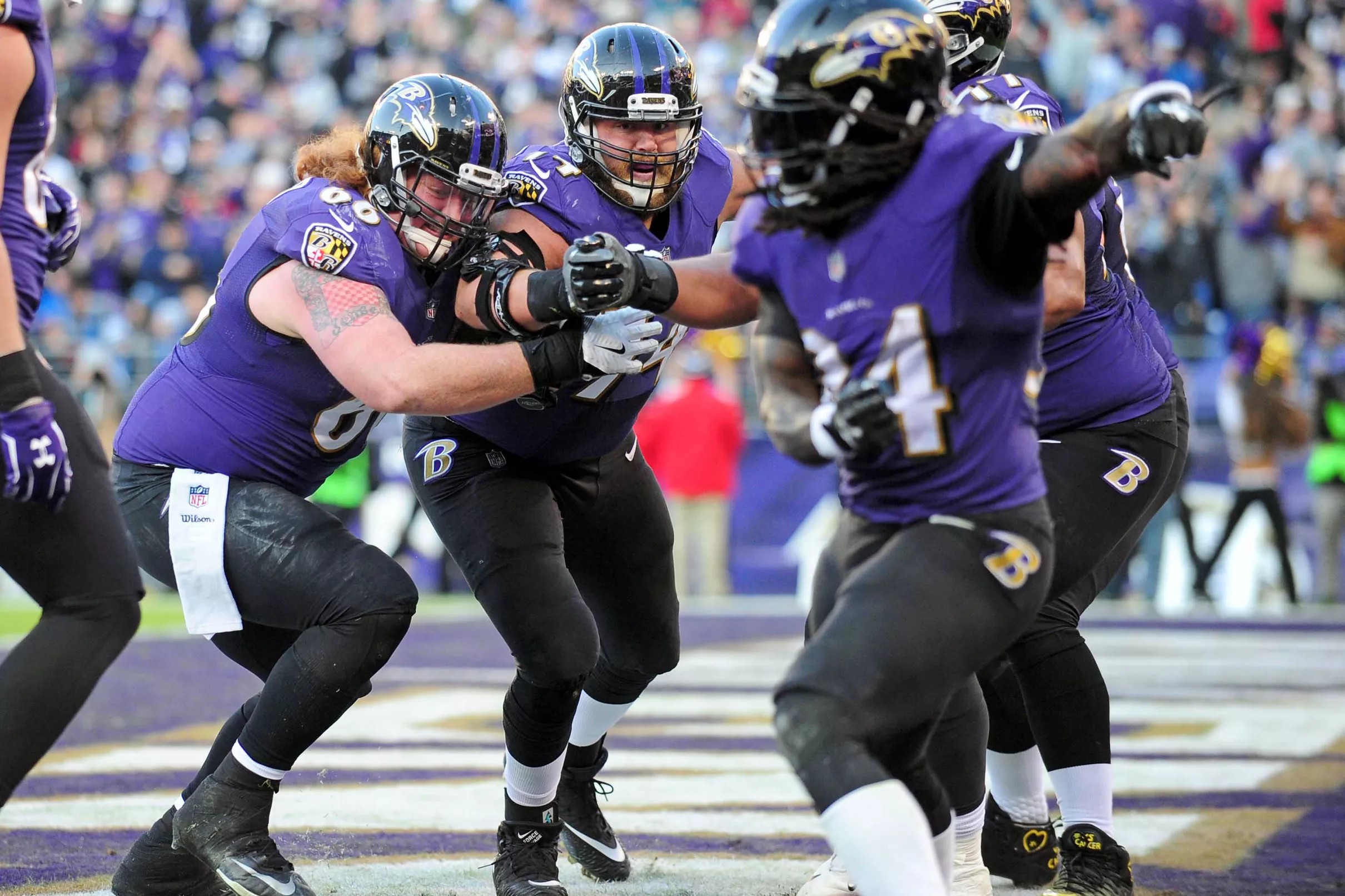 Ravens offensive line turned from glitter to gold after sustaining