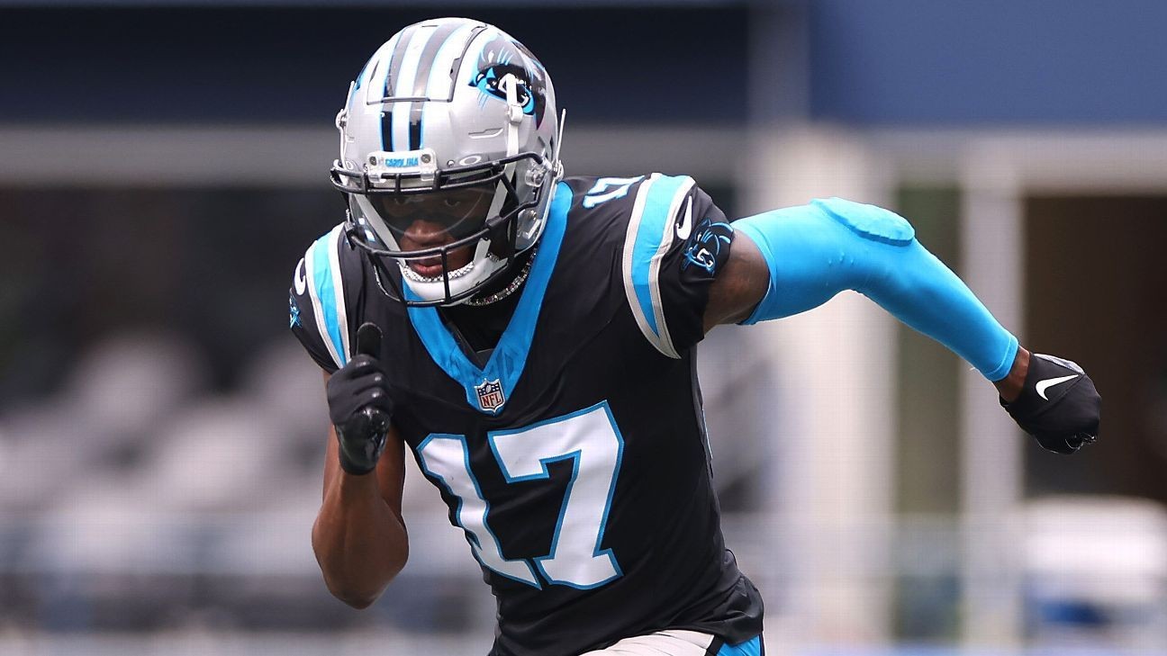 Jacksonville Jaguars wide receiver D.J. Chark (17) celebrates following a  touchdown against the Carolina Panthers during the first half of an NFL  football game in Charlotte, N.C., Sunday, Oct. 6, 2019. (AP