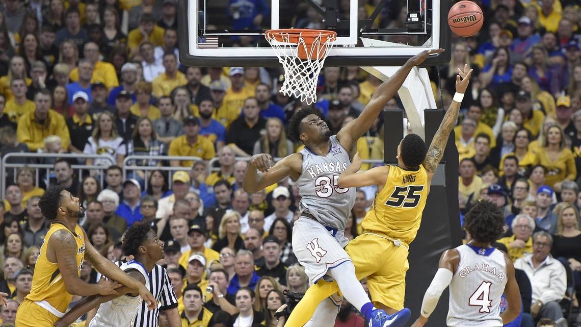 Crowd Reacts As Mizzou And Kansas Basketball Players Run Onto Court For ...