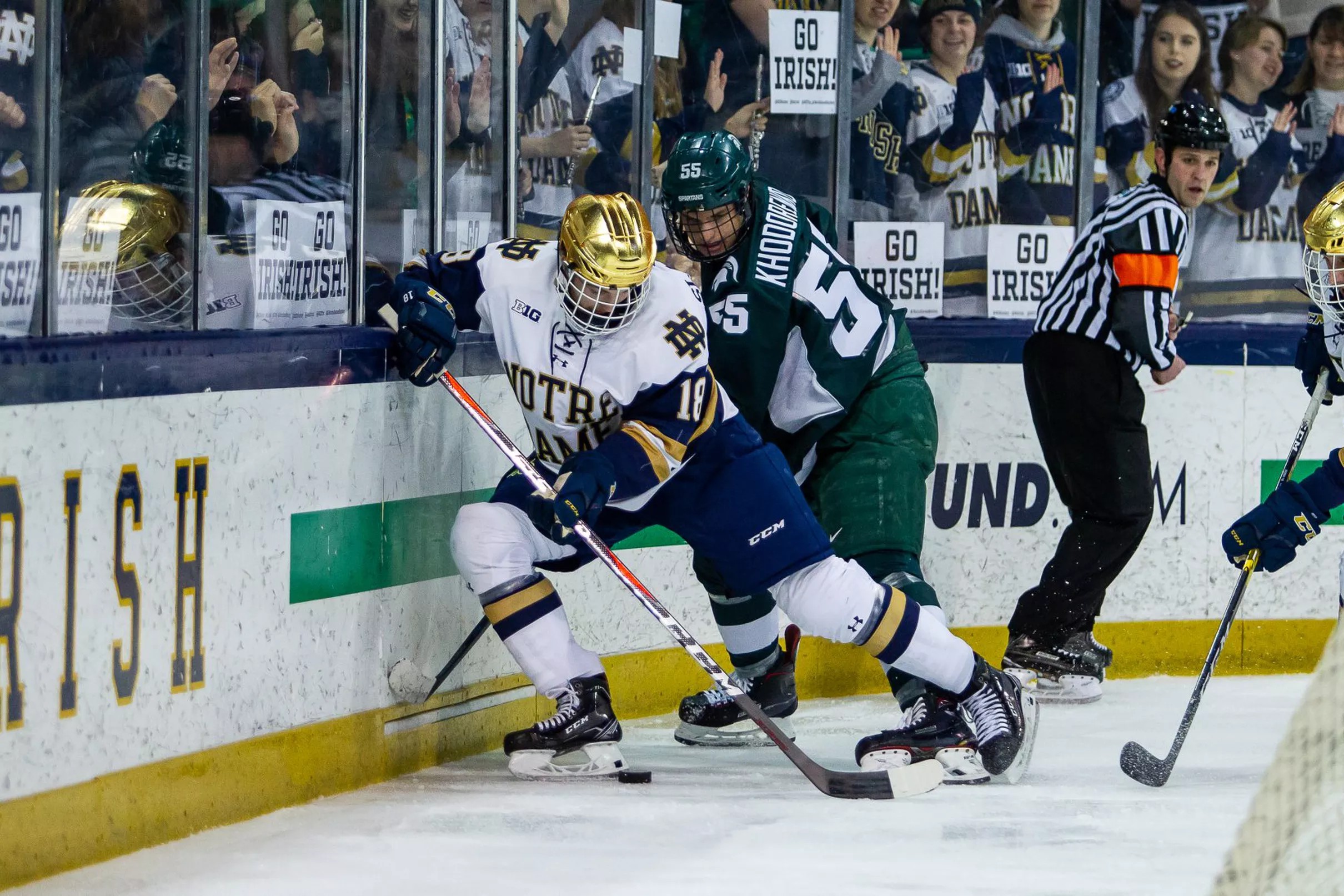 Notre Dame Hockey Irish Defeat Spartans 10 to Start Big 10 Tournament