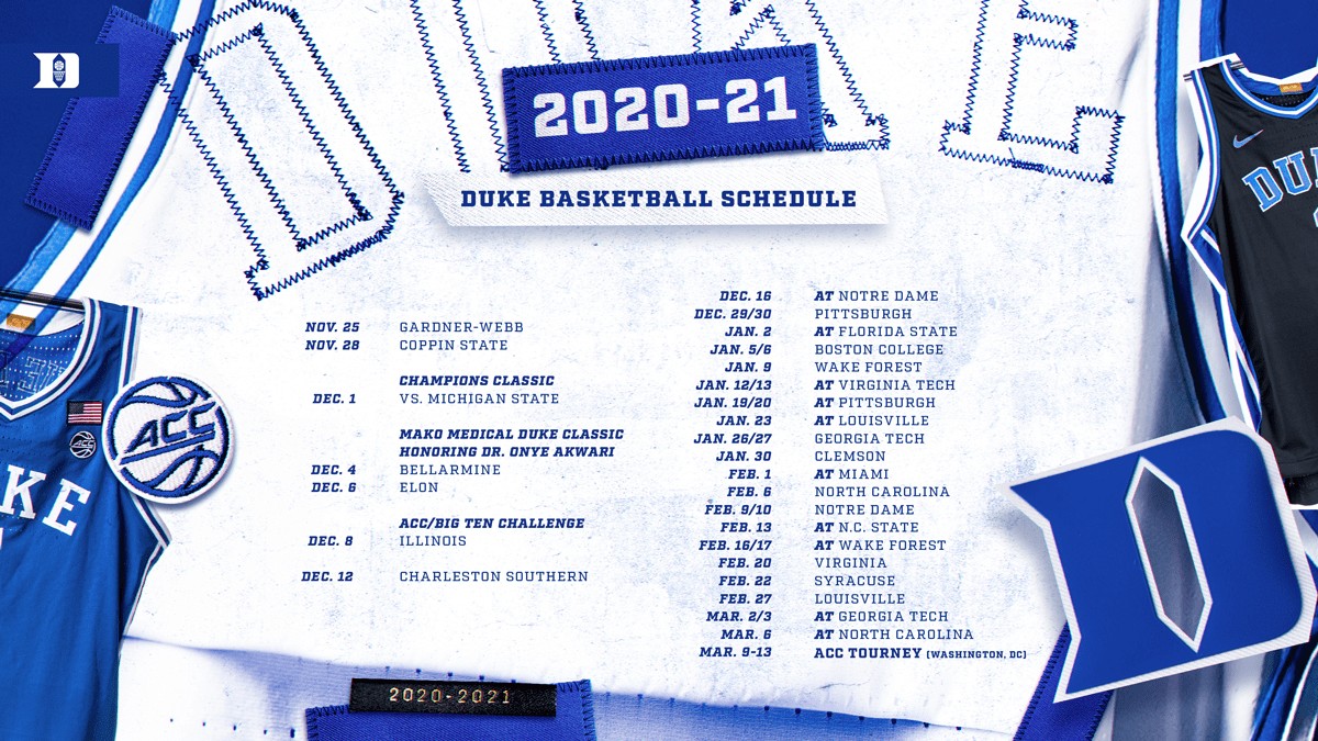 Blue Devils 2020-21 Men's Basketball Schedule Announced