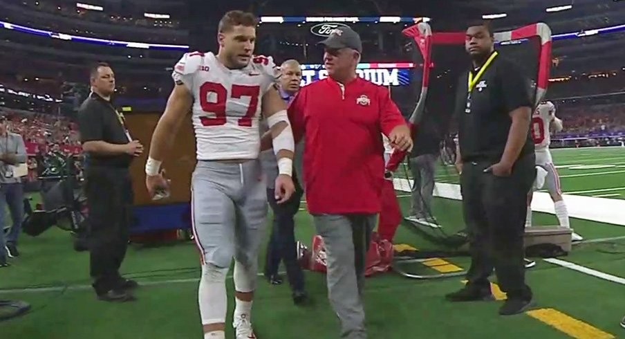 Ohio State star defensive end Nick Bosa leaves game vs. TCU with apparent  groin injury 