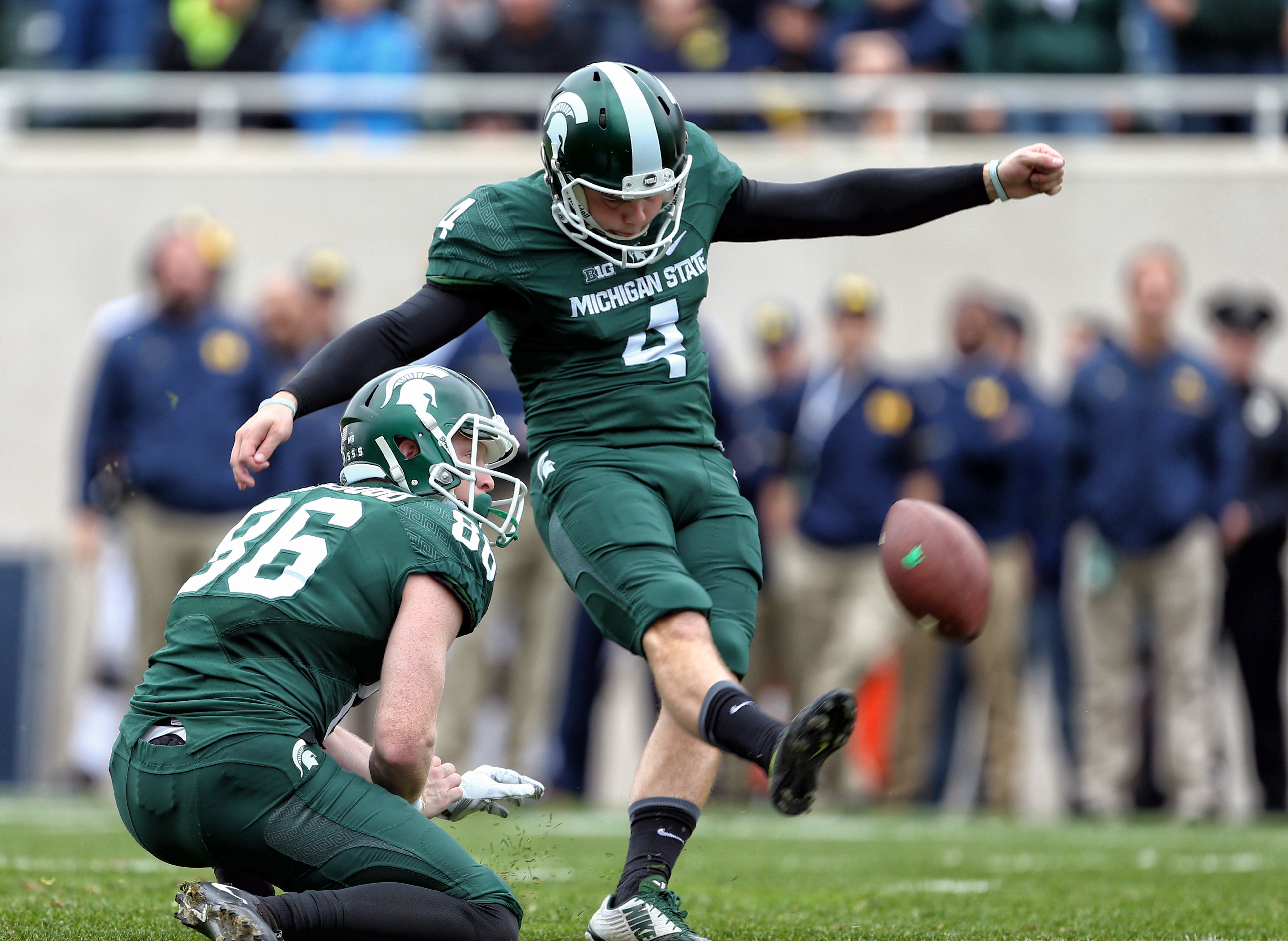 Michigan State Football Kicker Cole Hahn drills 65yarder (Video)