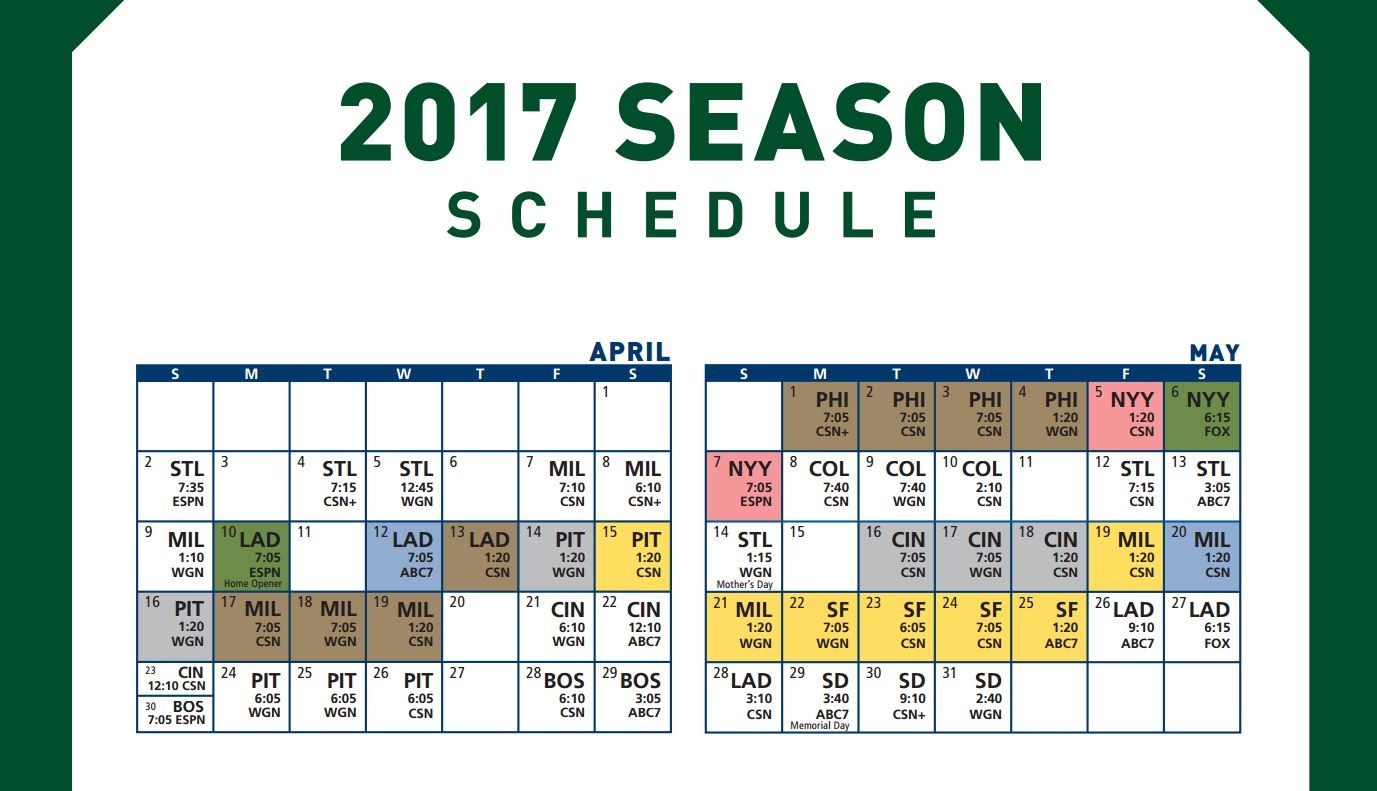 2018 mlb schedule cubs