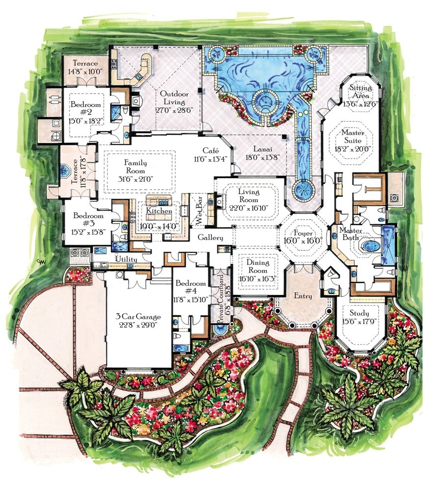 Mediterranean Mansion Floor Plans