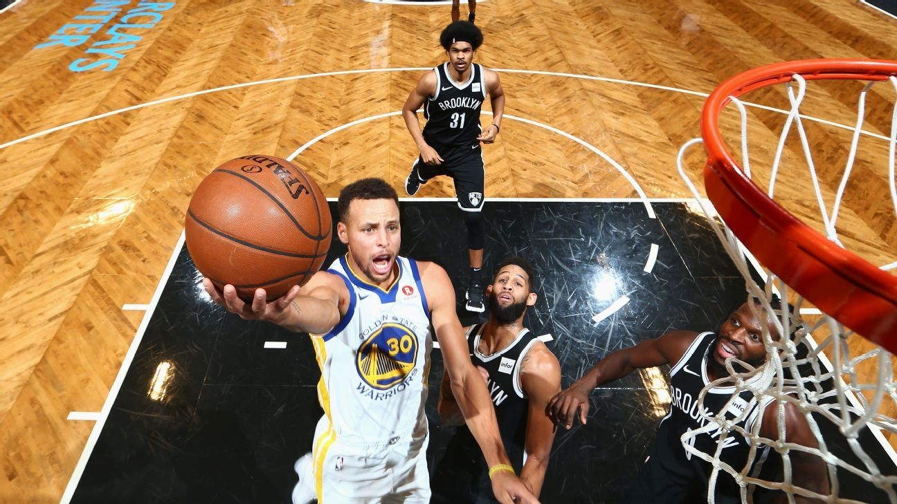 Nets score 42 thirdquarter points and Curry fouls out, but Warriors