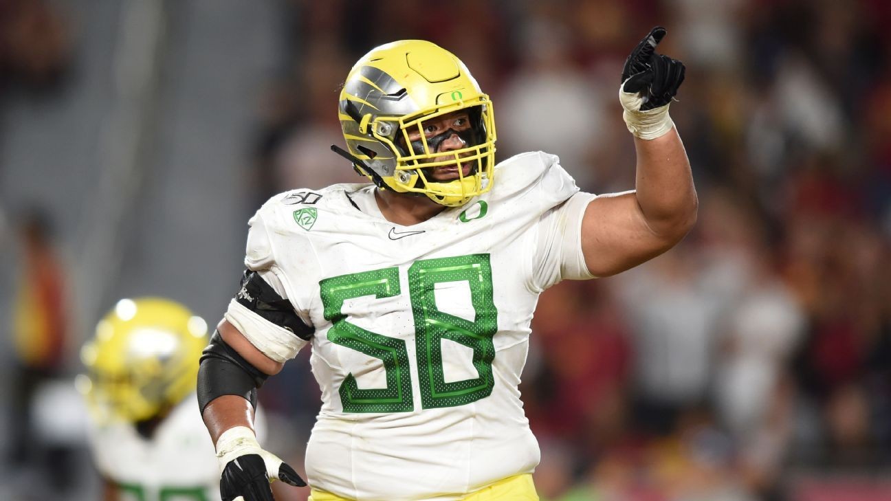 Oregon's Penei Sewell, ESPN's No. 2rated NFL draft prospect, opts out