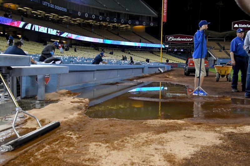 Dodger Stadium Broken Pipe Floods Field with Sewage During Game