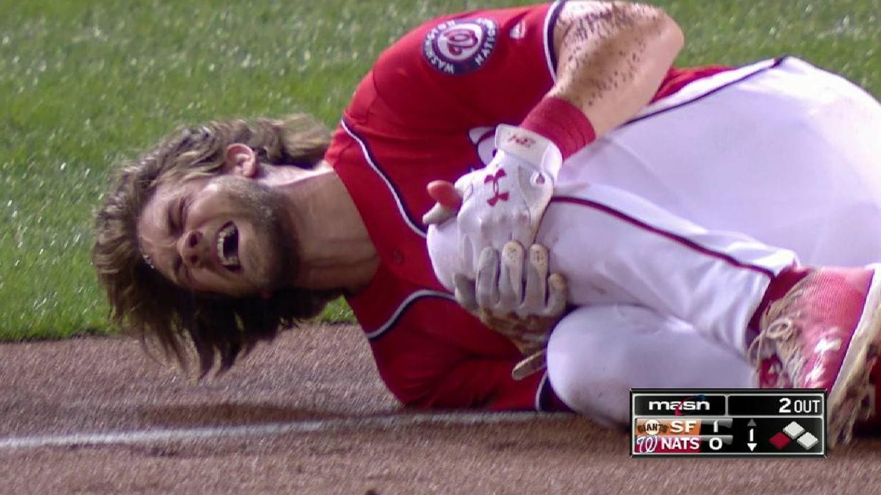 Bryce Harper Leaves Game vs. Giants with Knee Injury