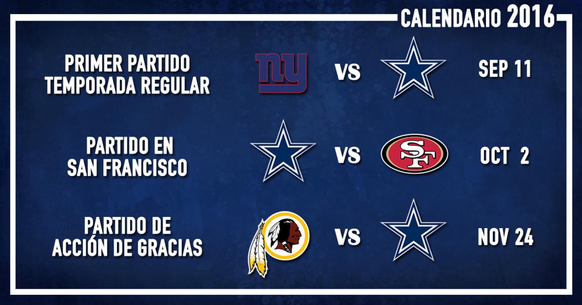Calendario de los Dallas Cowboys 2016