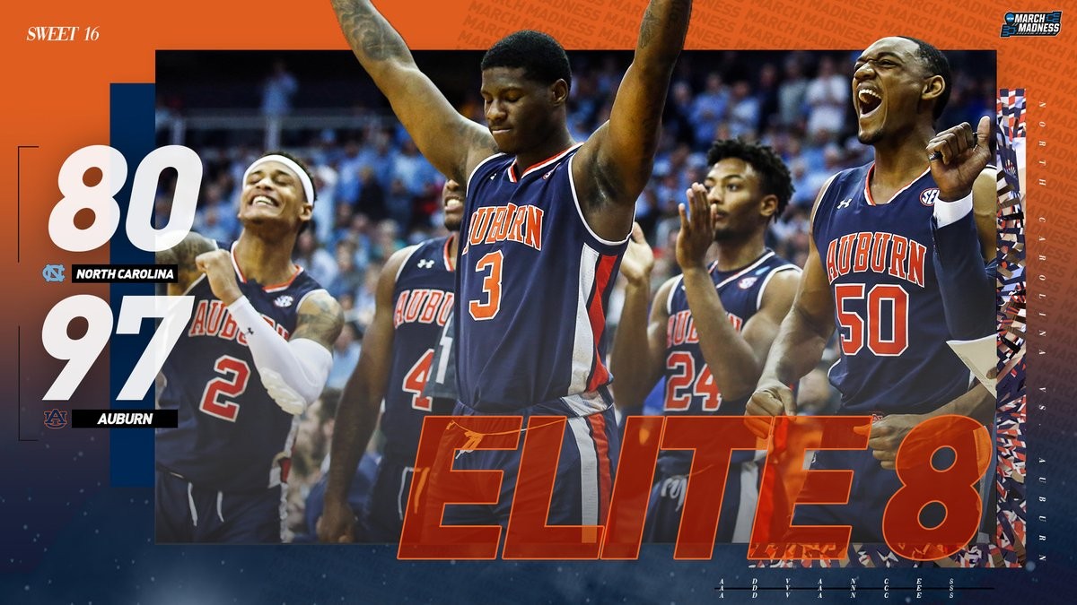 Auburn runs North Carolina off the floor, moves on to the Elite Eight