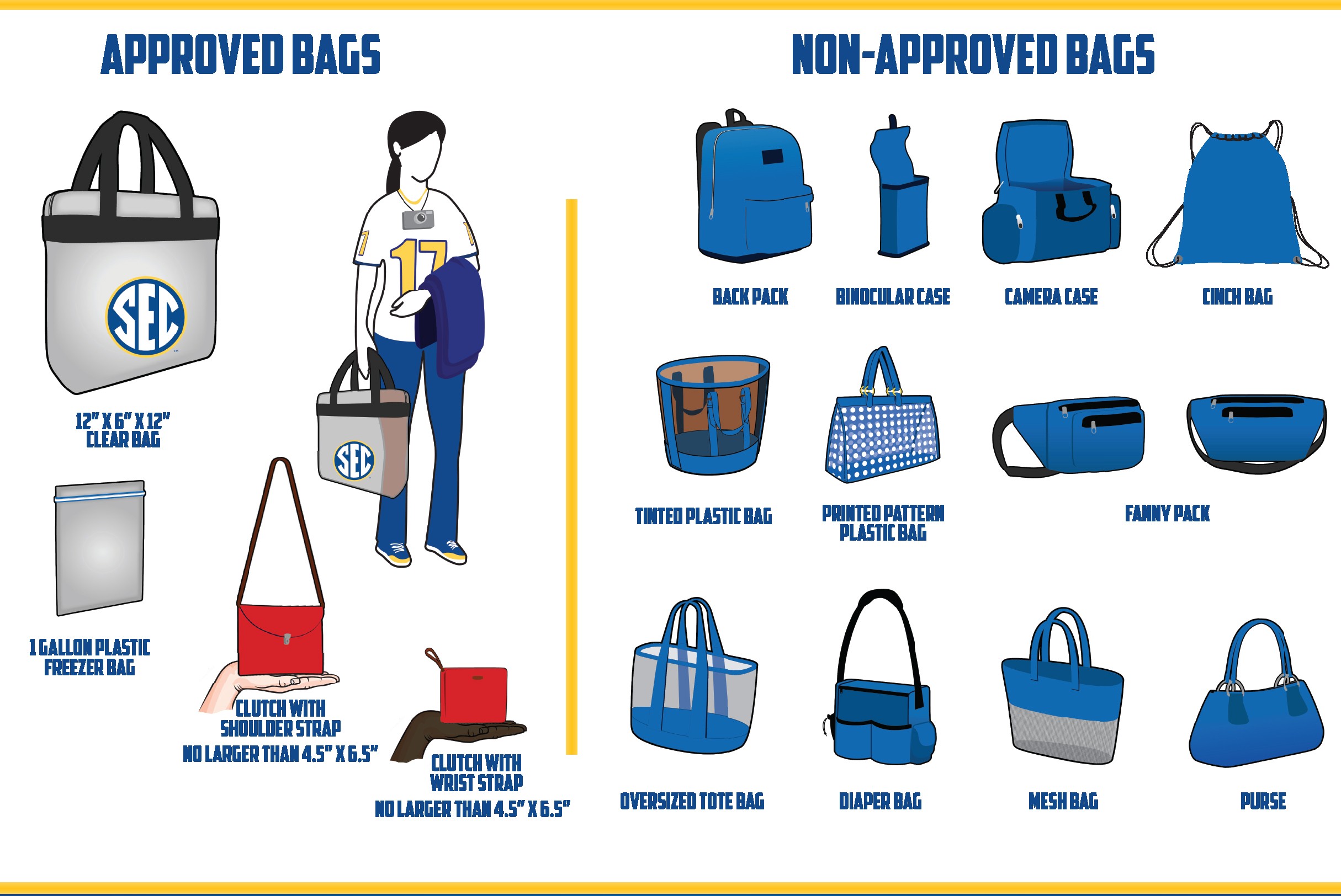 Reminder Clear bag policy in effect on Saturday