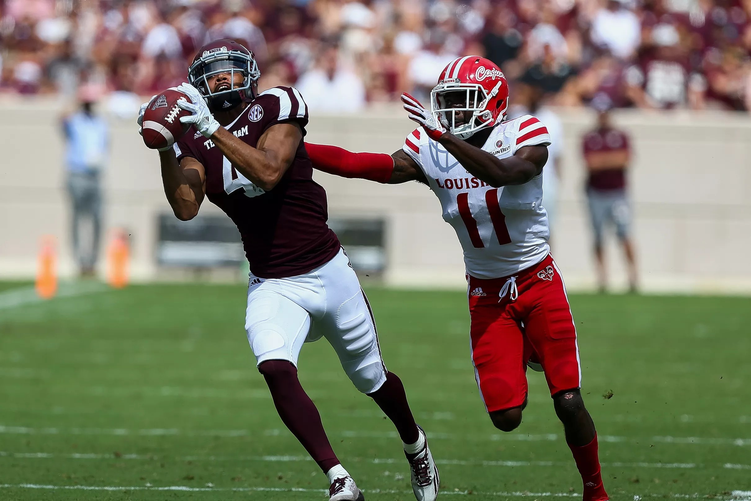 Texas A&M scores 31 unanswered second half points to complete comeback 4521 win over ULaLa