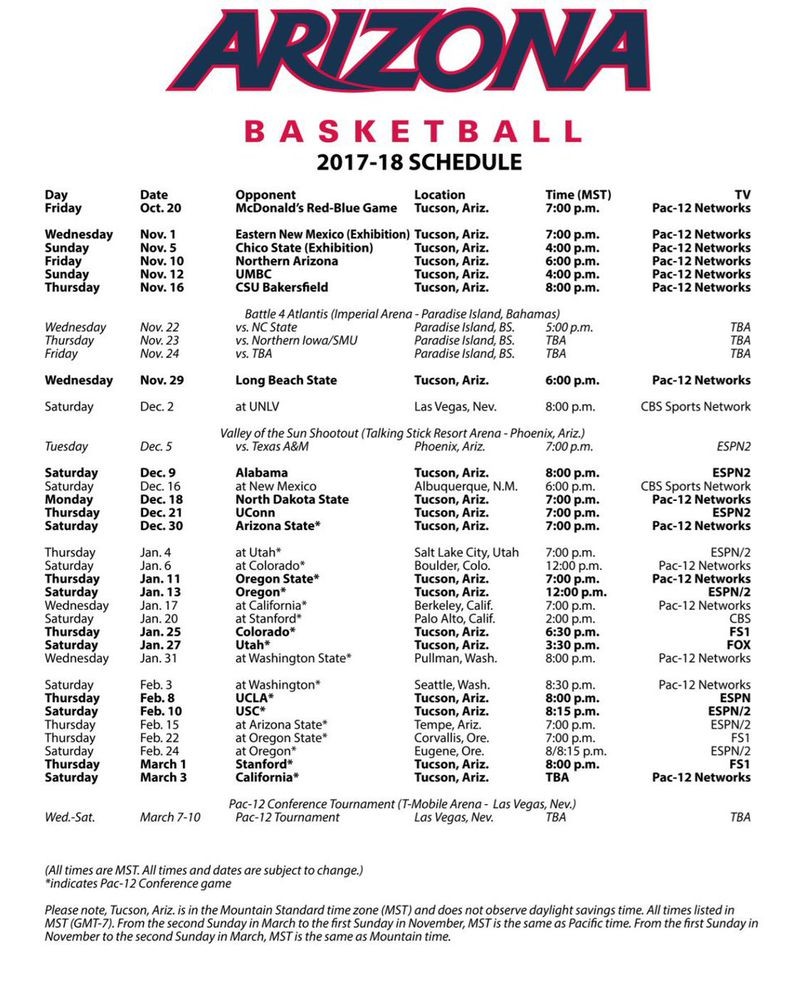 arizona-wildcats-2017-18-basketball-schedule-released