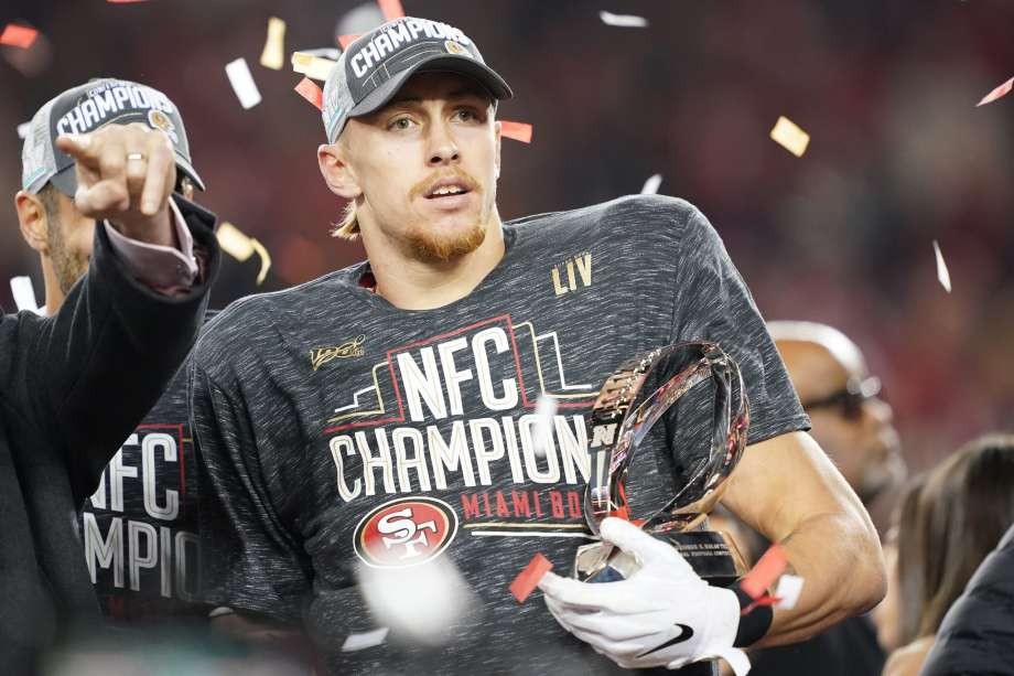 George Kittle wore a shirt with a picture of shirtless Jimmy