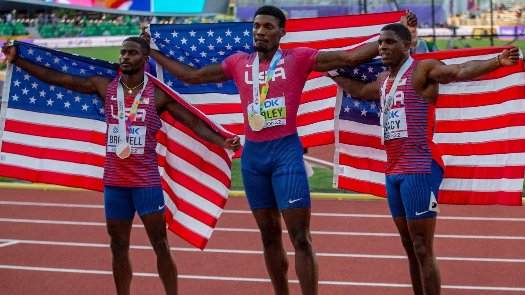 Fred Kerley leads US sweep in men's 100meter final at track and field