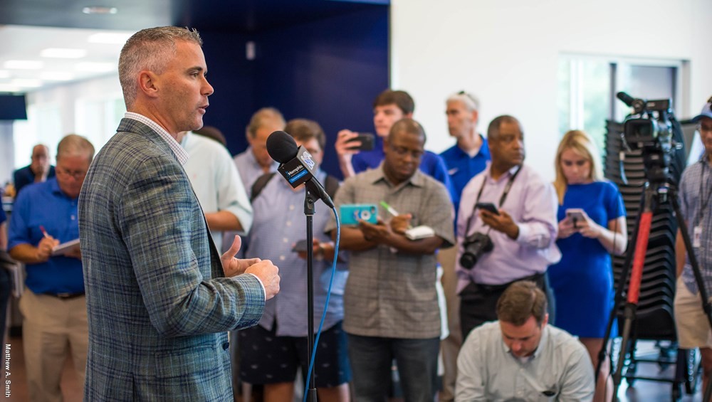 Mike Norvell during a press conference