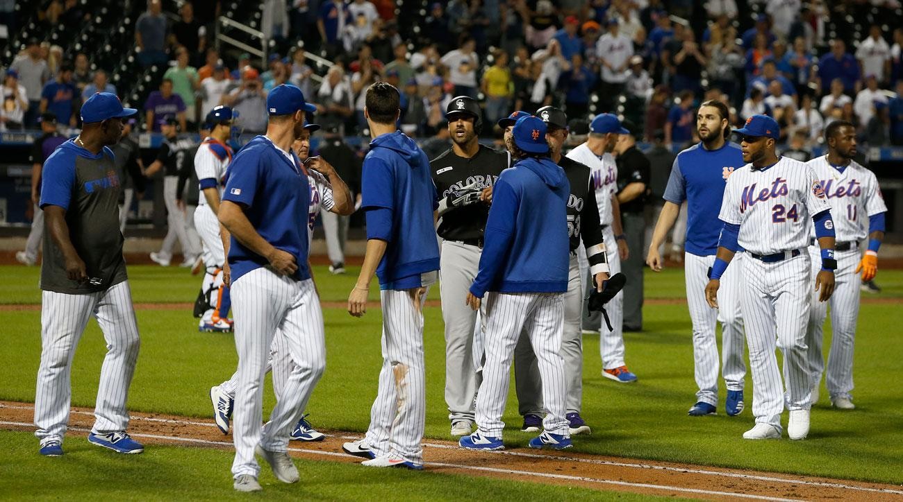 Benches Clear at Citi Field After Rockies' Ian Desmond Hit by Pitch