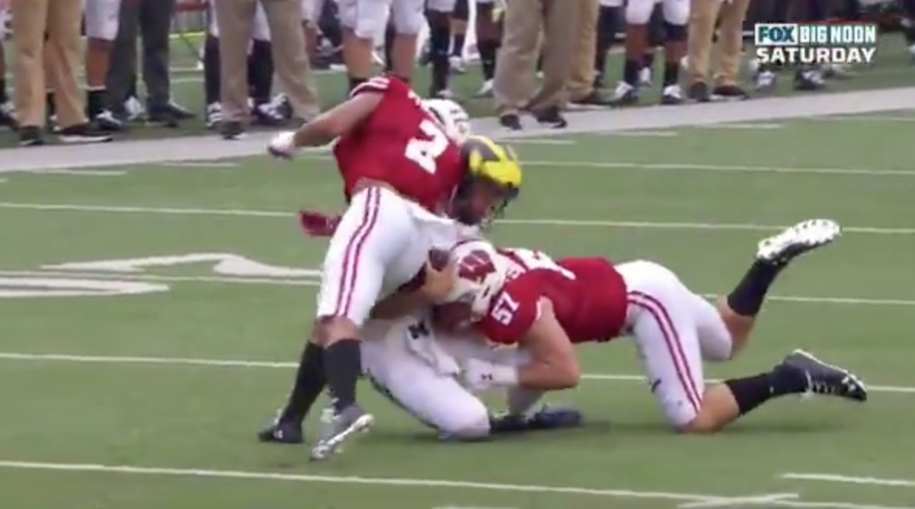 Wisconsin Safety Reggie Pearson Ejected for Brutal Hit on Michigan QB Dylan McCaffrey