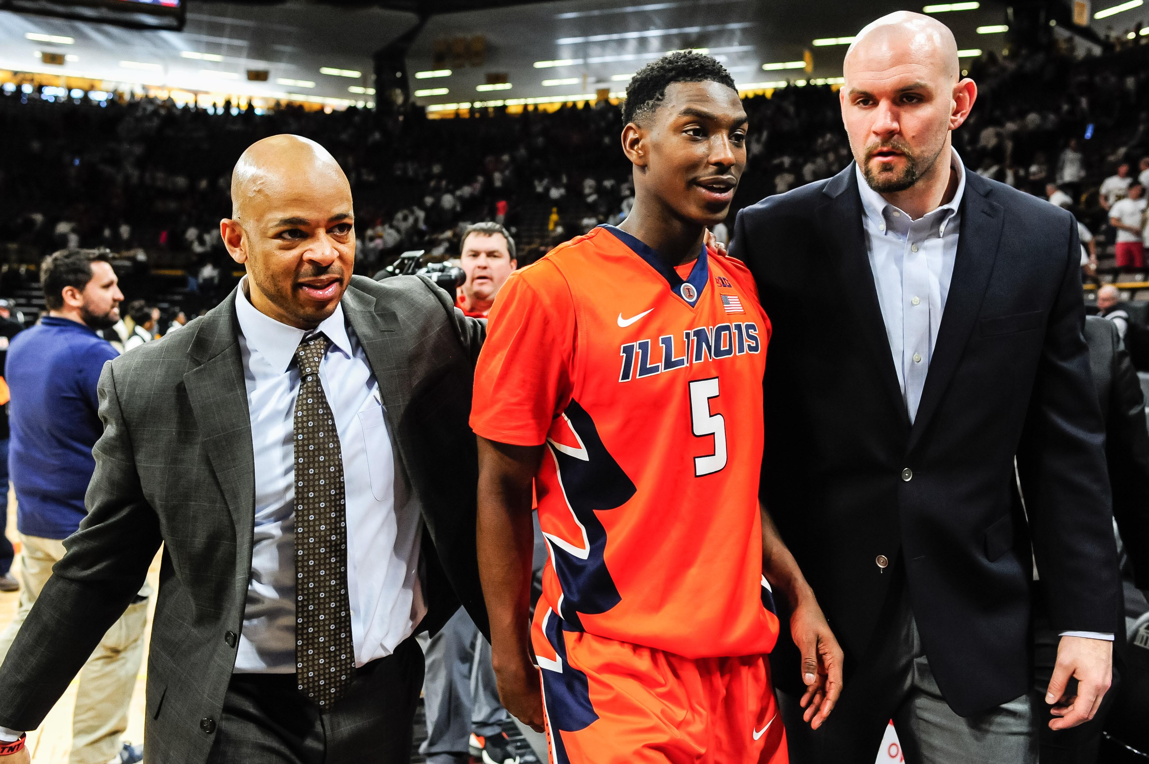 Illinois Basketball Jamall Walker getting a shot as the Illini head coach