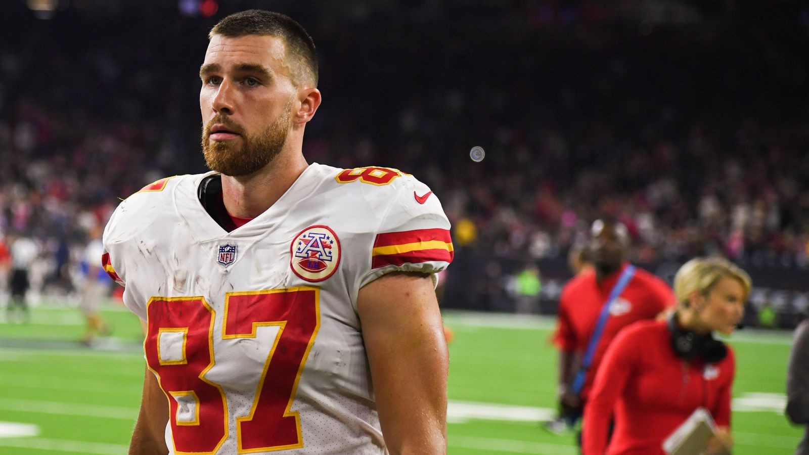 travis kelce no shirt