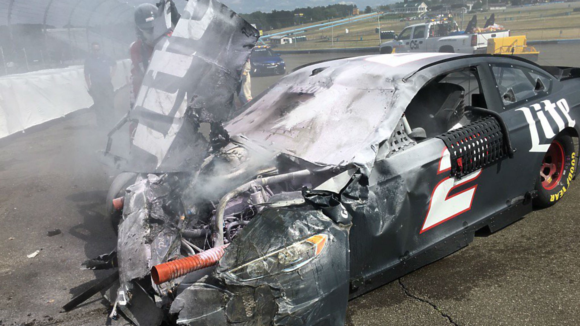 Brad Keselowski destroys car in viscious wreck at Watkins Glen