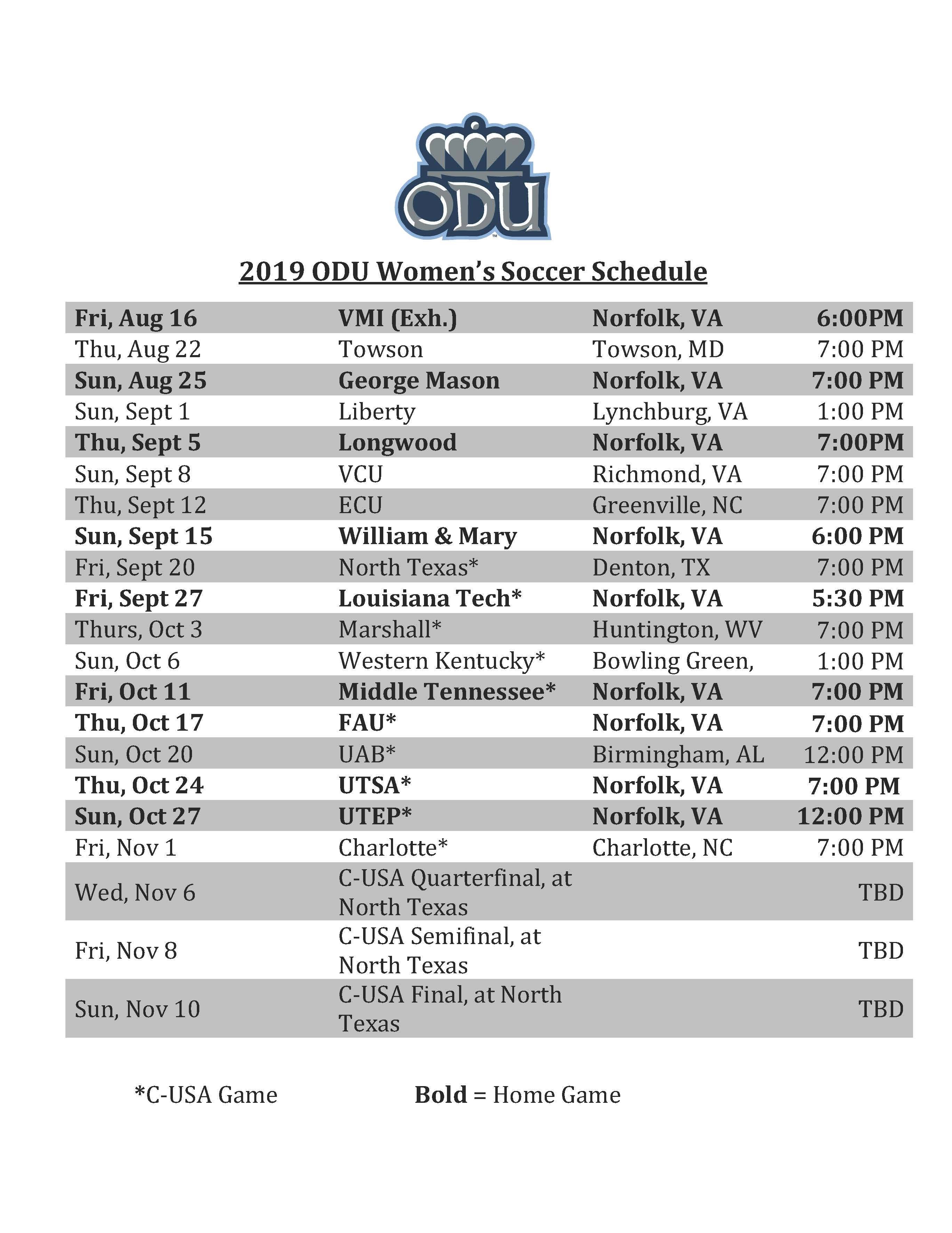 Hind Announces 2019 Women's Soccer Schedule