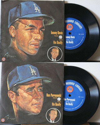 1966 Union 76 Dodgers 45 RPM Record Set Featuring Vin Scully Interviews