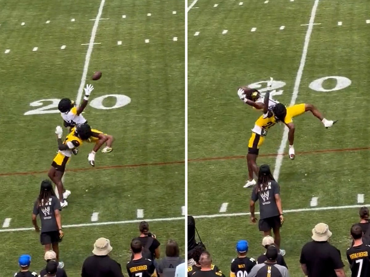 Steelers' George Pickens Insane One-Handed Catch At Practice ... Over ...