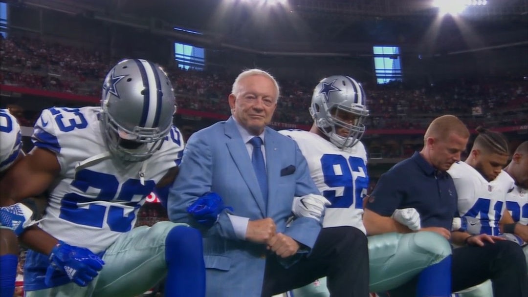 Dallas Cowboys & Jerry Jones Take A Knee Before The Anthem ... Then ...