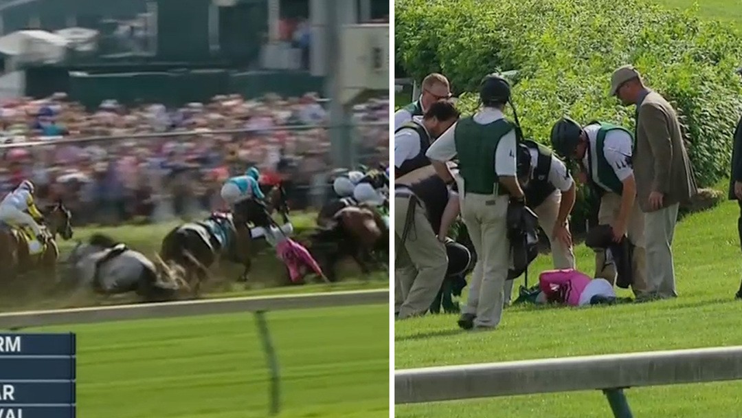 Churchill Downs Scary Crash Sends Horses, Riders Flying Before