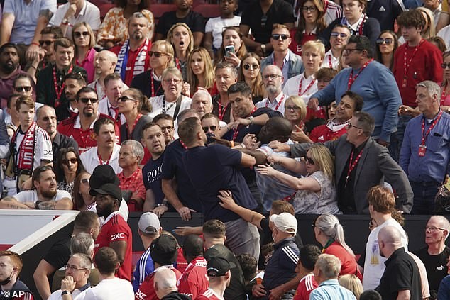 Manchester United Fans Fight In The Stands At Old Trafford As The Red