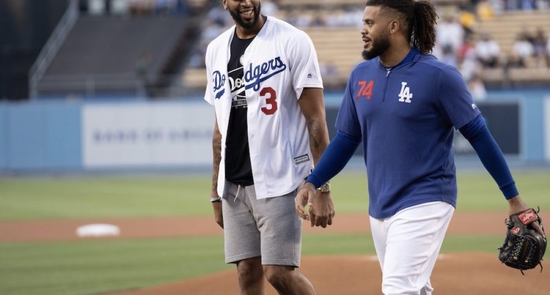 Brewer Tosses First Pitch on Lakers Night at Dodger Stadium